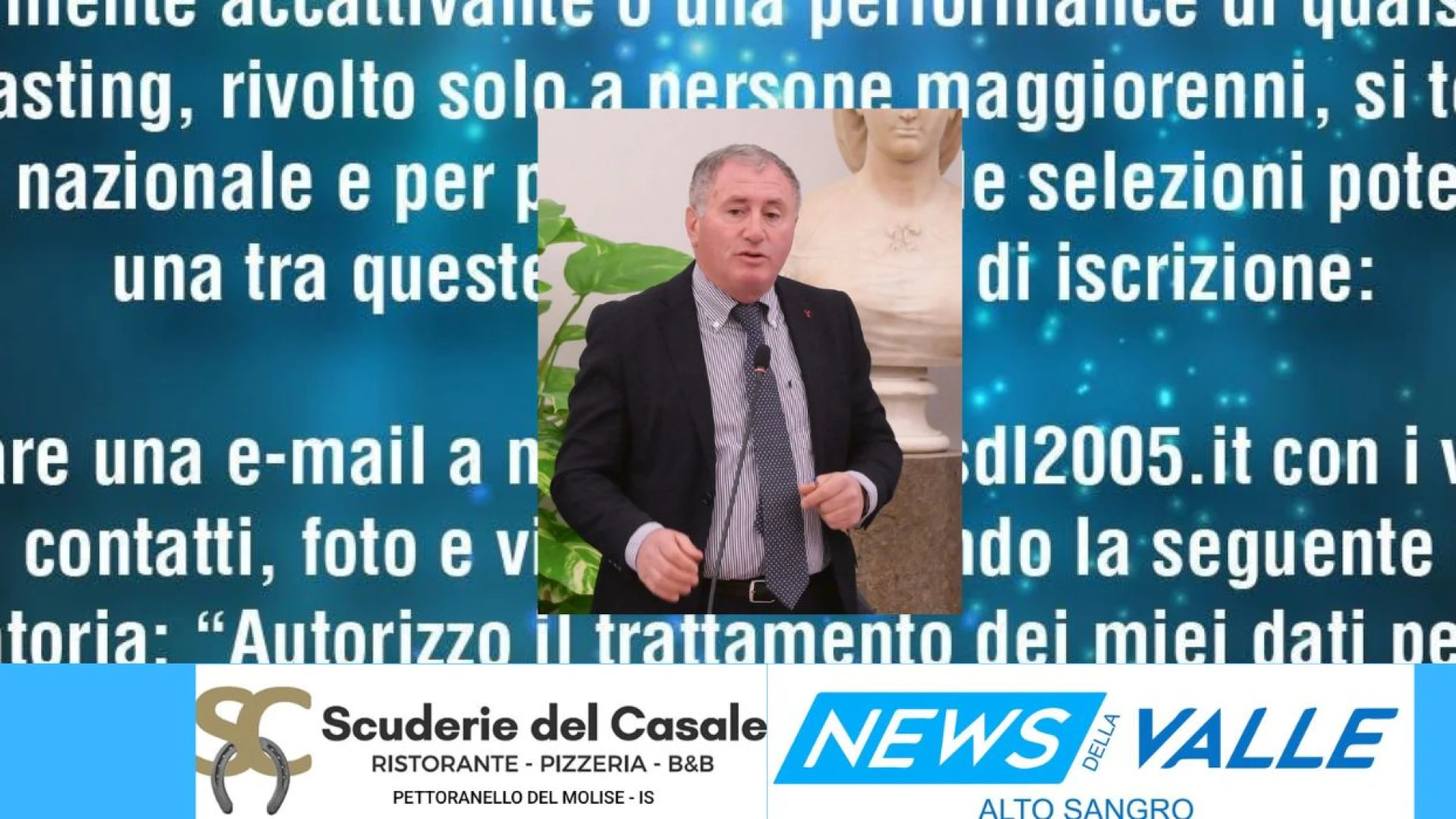 Castel Di Sangro ospitera' le selezioni Abruzzo-Molise per nuovi talenti televisivi per conto di Mediaset. Caruso: "Opportunita' importante per il nostro territorio"